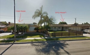 Clean House and Dirty House A picture of two houses I used to walk by.